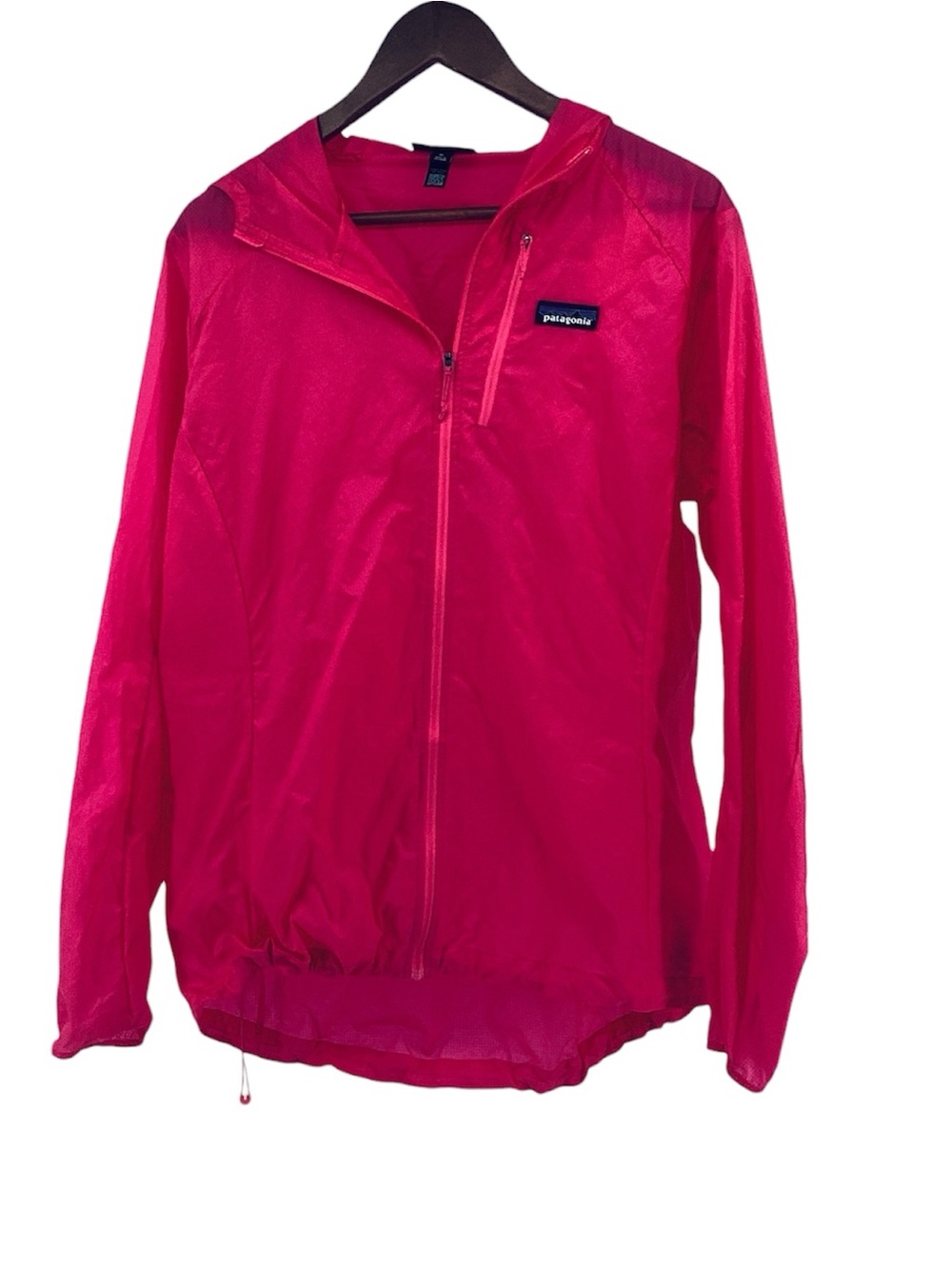 🦋 Patagonia Bright Pink Hooded Lightweight Windbreaker, Size XL